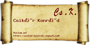 Csikár Konrád névjegykártya